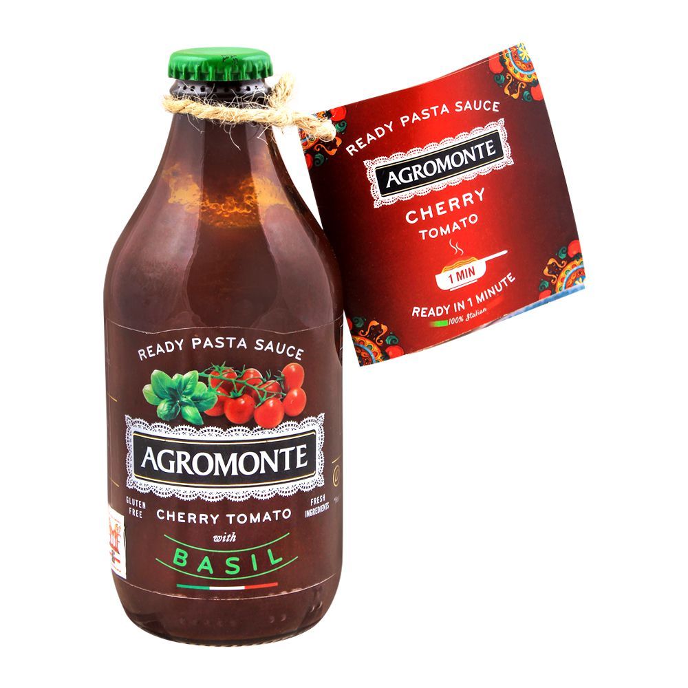 Agromonte Cherry Tomato With Basil Pasta Sauce, Gluten Free, 330g - Main Image