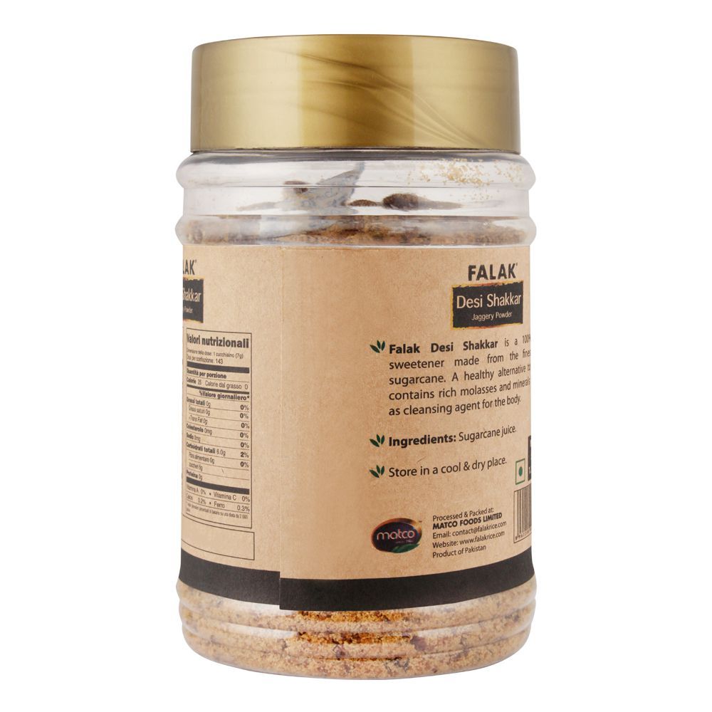 Falak Desi Shakkar, Jaggery Powder, Jar, 500g - Image 2