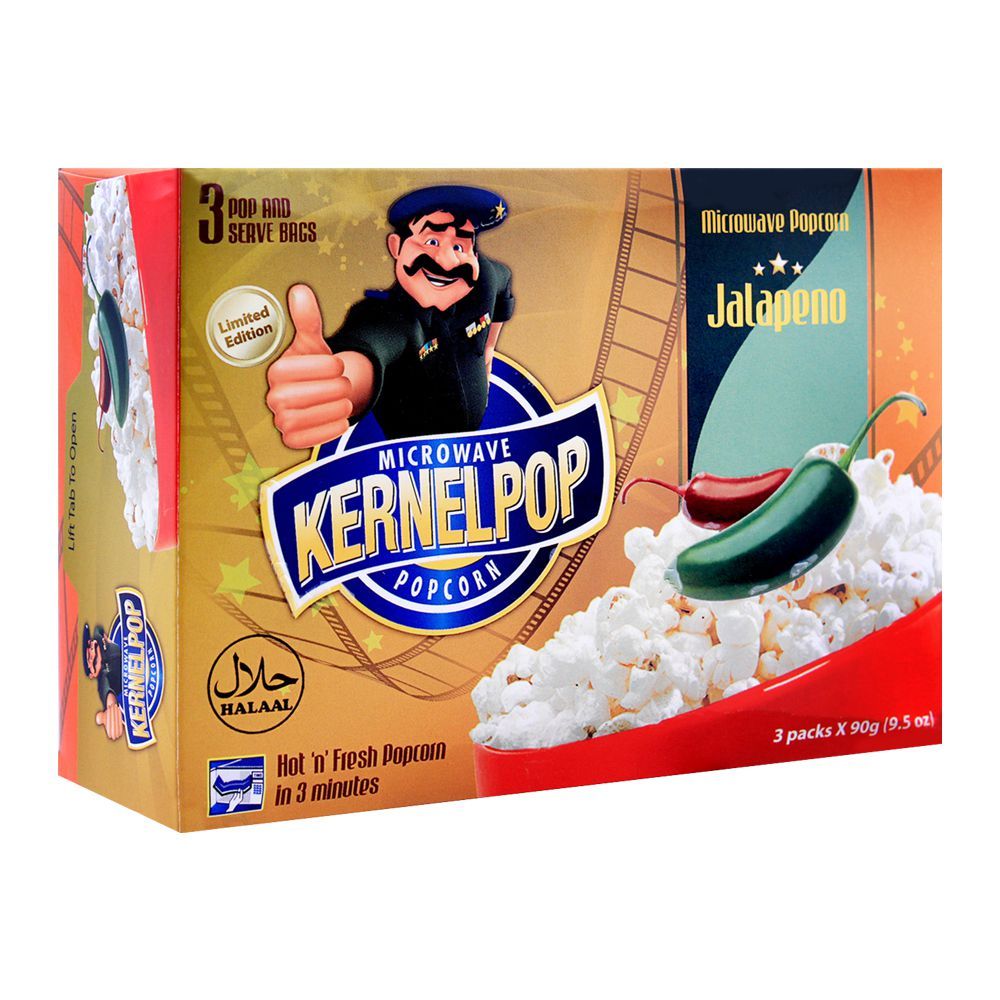 KernelPop Popcorn Jalapeno, 3 Packs x 90g - Main Image