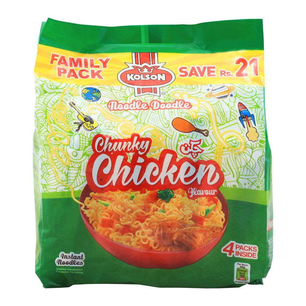 Kolson Chunky Chicken Instant Noodles, Family Pack, 4 Count - Main Image