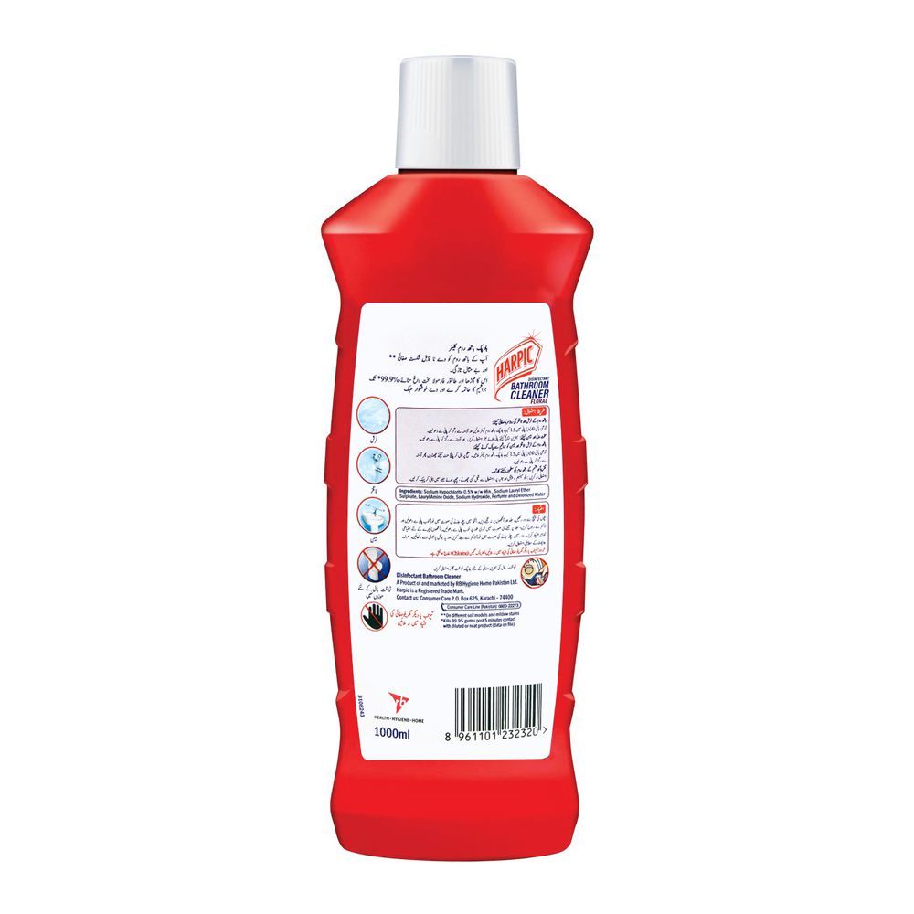 Harpic Disinfectant Bathroom Cleaner, Floral, 1000ml - Image 3