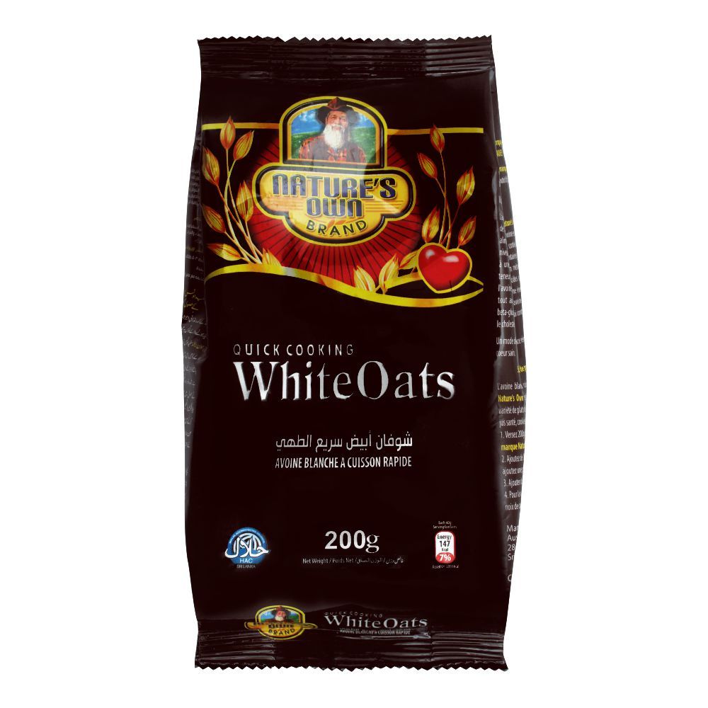 Nature's Own Quick Cooking White Oats, Pouch, 200g - Main Image