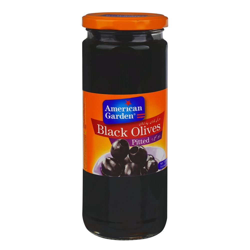 American G.Pitted Black Olives, 450g - Main Image