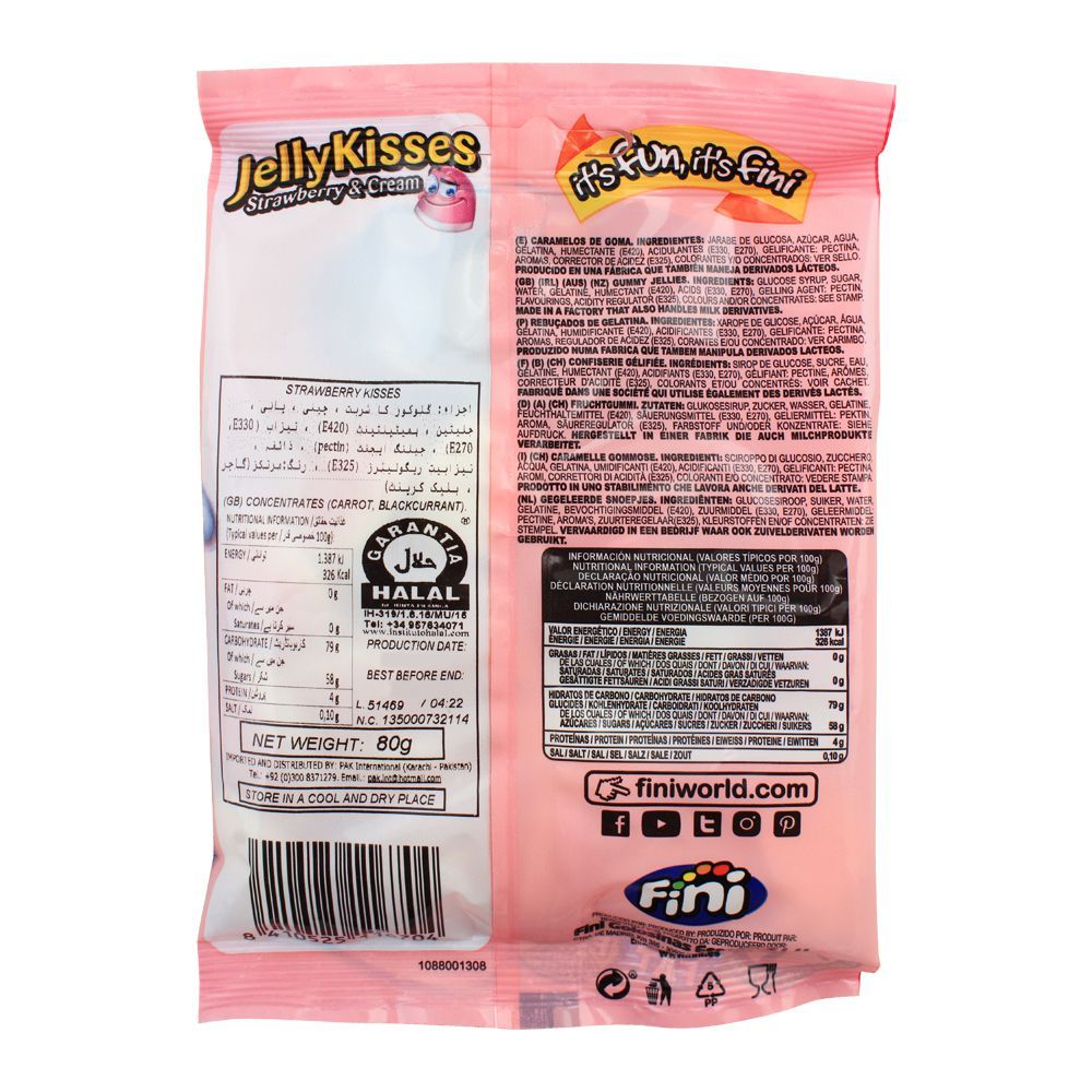 Fini Strawberry & Cream Jelly Kisses, Gluten Free, 80g - Image 2