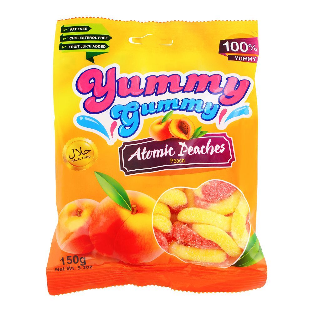 Yummy Gummy Jelly Atomic Peaches, Gluten Free, 150g - Main Image