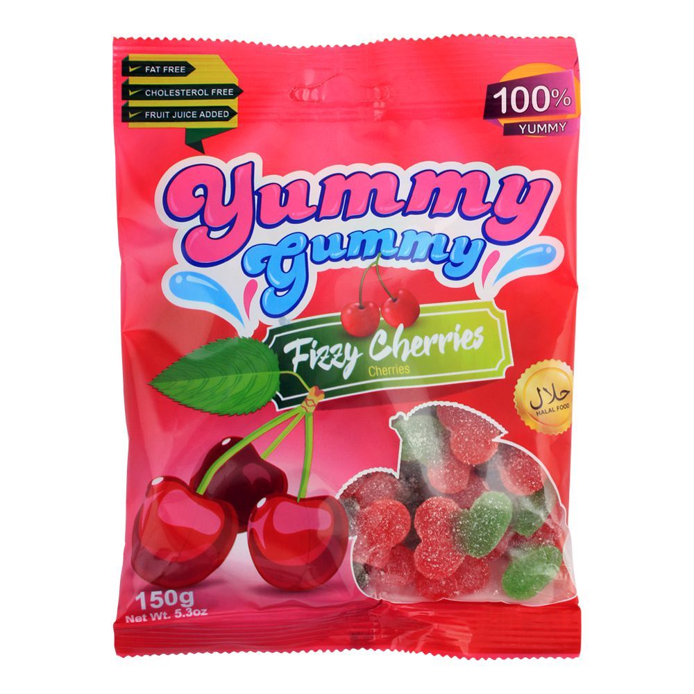 Yummy Gummy Jelly Fizzy Cherries, Gluten Free, 150g - Main Image