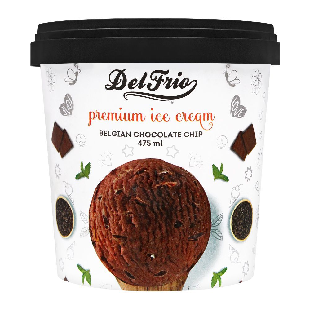 Delfrio Belgian Chocolate Chip Premium Ice Cream, 475ml - Main Image