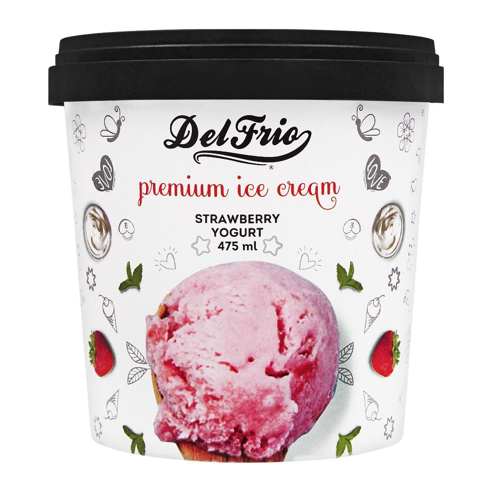 Delfrio Strawberry Yogurt Premium Ice Cream, 475ml - Main Image