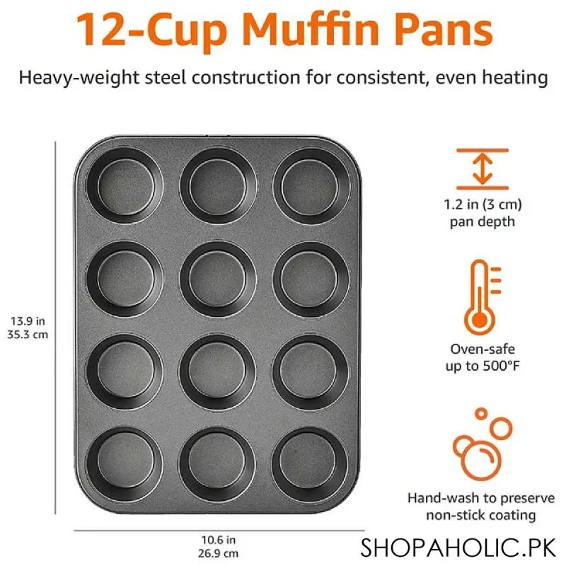 12 cups non stick muffin cupcake baking tray image2