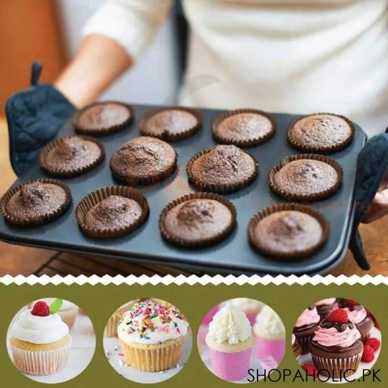 12 cups non stick muffin cupcake baking tray image4