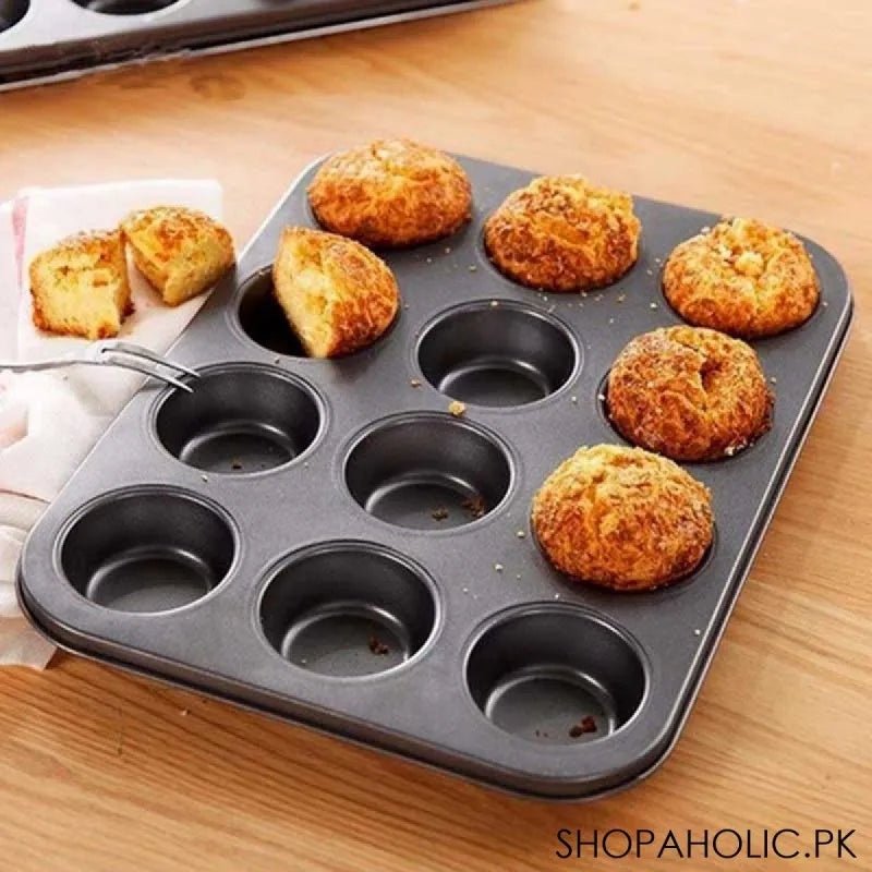 12 cups non stick muffin cupcake baking tray image5