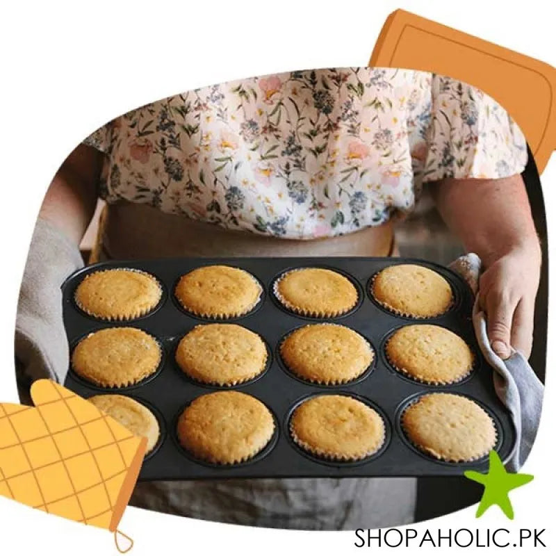 12 cups non stick muffin cupcake baking tray image6