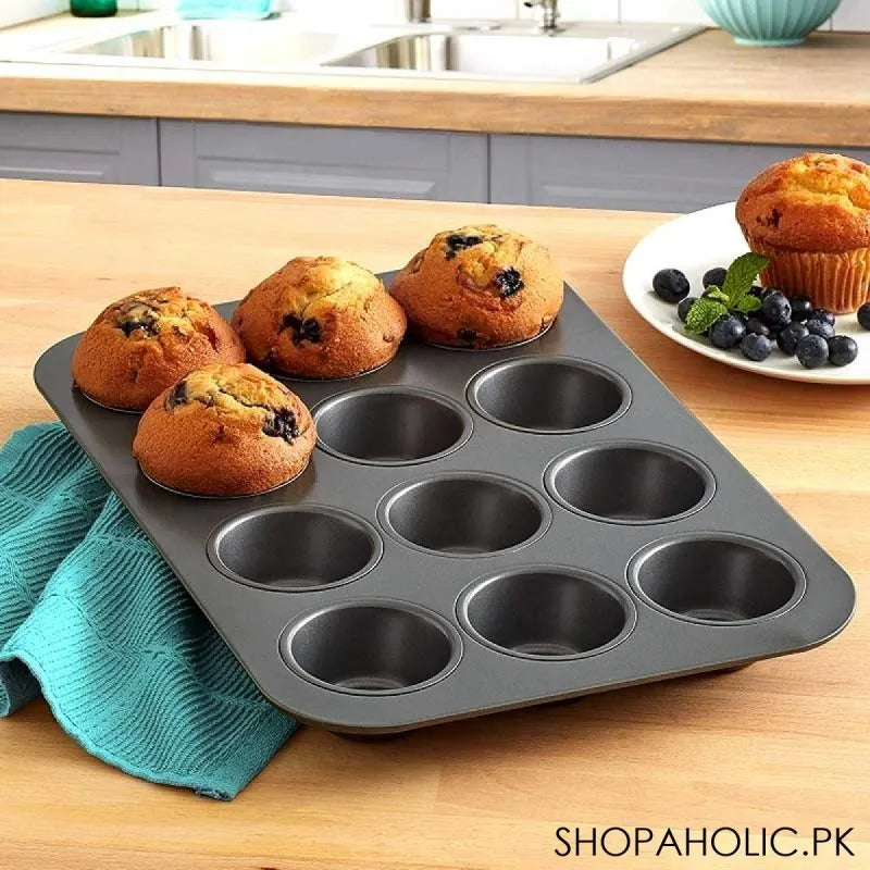 12 cups non stick muffin cupcake baking tray main image