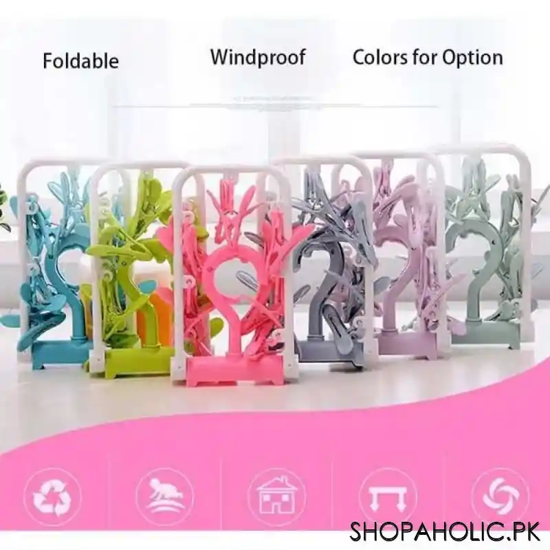 12 pegs foldable rectangle frame clothing hanger image2