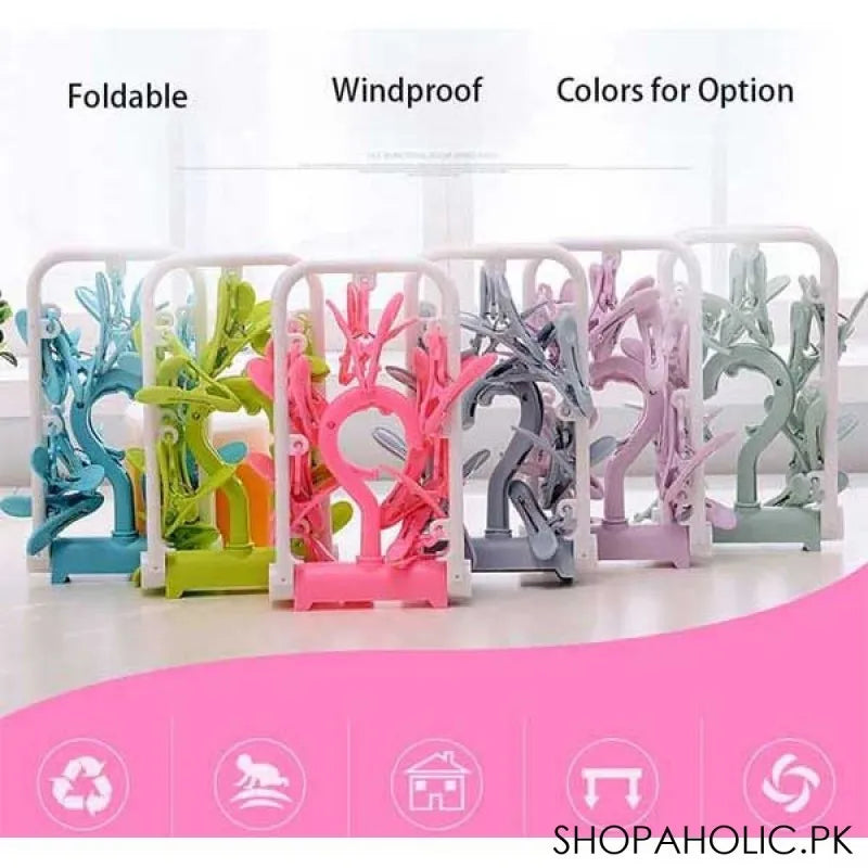 12 pegs foldable rectangle frame clothing hanger image2