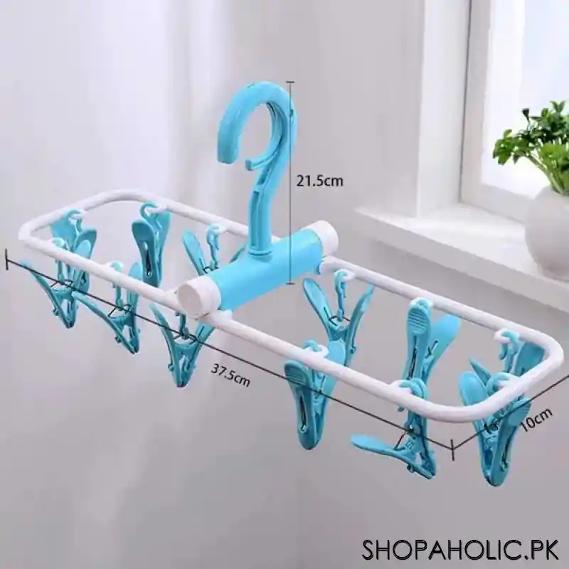 12 pegs foldable rectangle frame clothing hanger image3