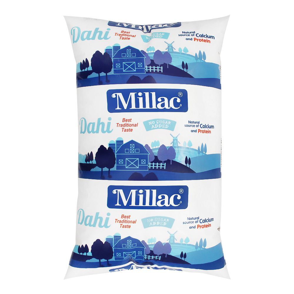 Millac Plain Yogurt (Dahi), Pouch, 1 KG - Main Image