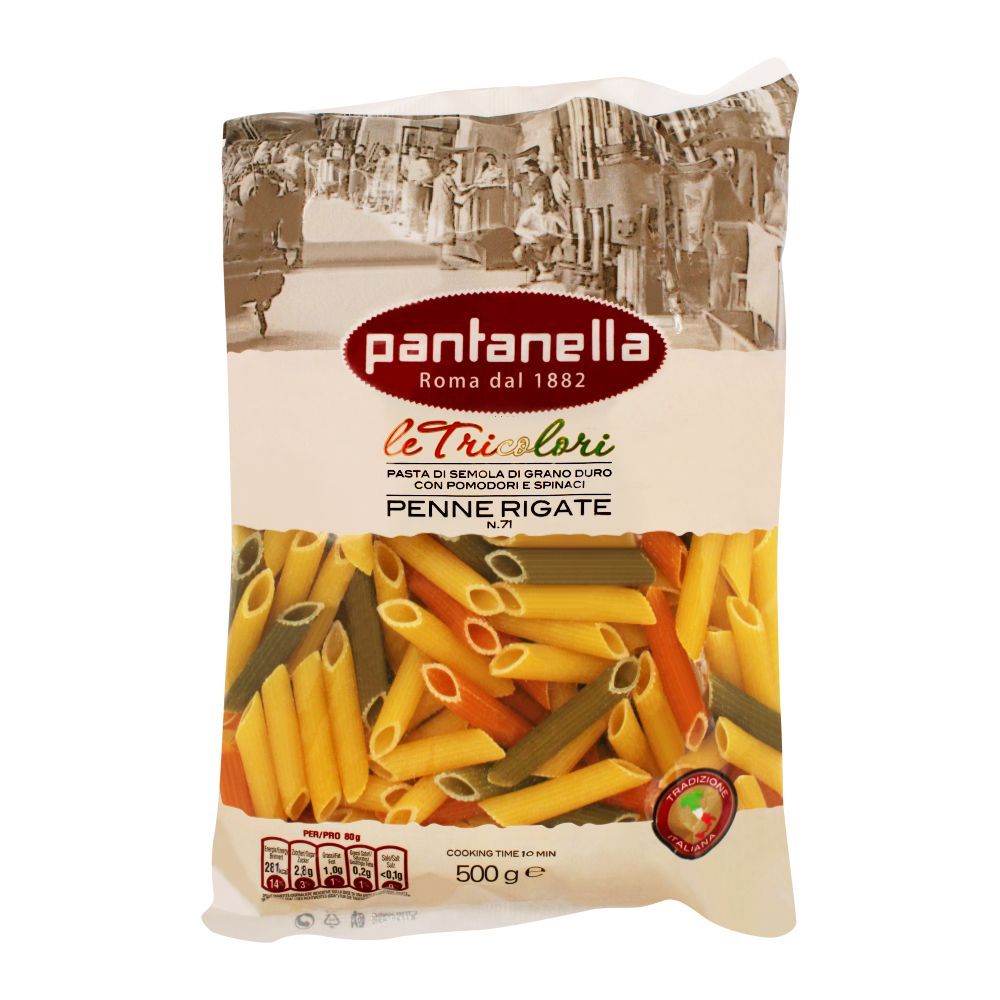 Pantanella Tricolor Penne Rigate Pasta, No. 71, 500g - Main Image