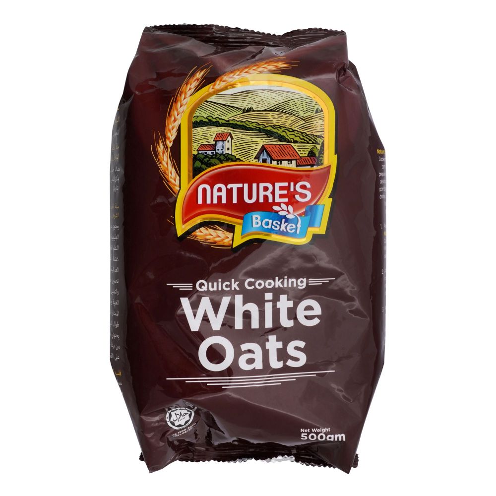 Nature's Basket Quick Cooking White Oats, Pouch, 500g - Main Image