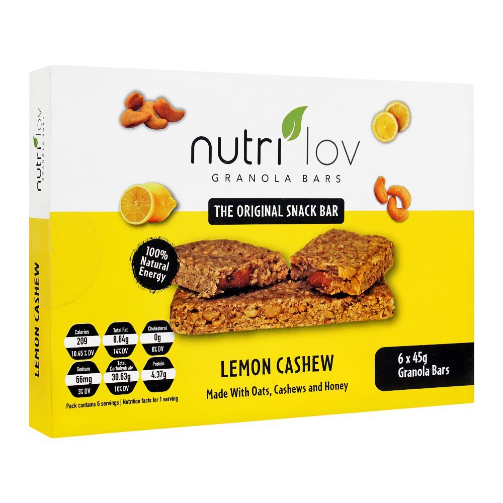 Nutri Lov Granola Bars, Lemon Cashew, 6x45g - Main Image