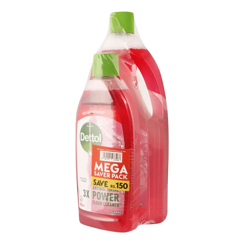 Dettol Multi-Purpose Floral Cleaner, 1000ml + 500ml, Save Rs.150/- - Main Image