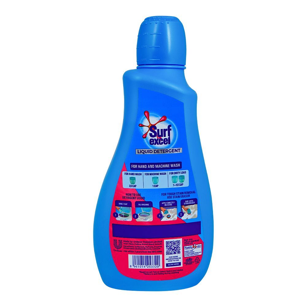 Surf Excel Liquid Detergent 3-In-1 Fabric Care, 1000ml - Image 2