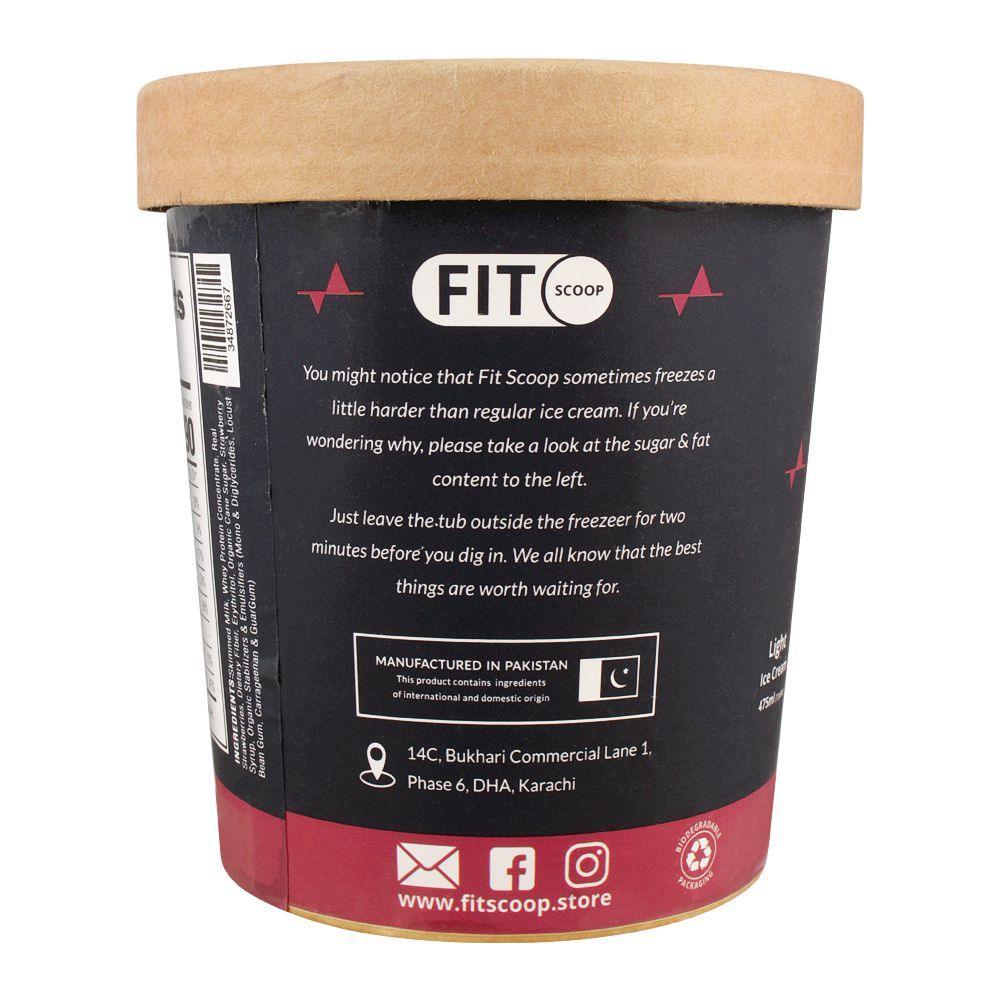 Fit Scoop Strawberry Field Light Ice Cream, 475ml - Image 2