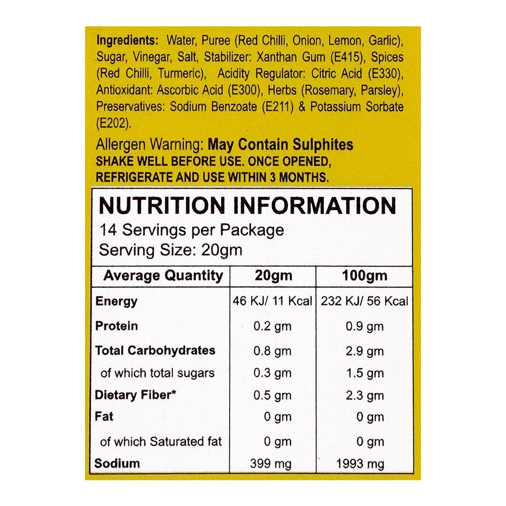 Shangrila Peri Peri Lemon & Herbs Sauce, 295g - Image 3