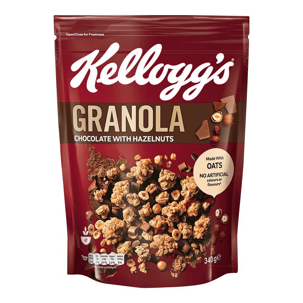 Kellogg's Granola Chocolate With Hazelnuts, Oats, Source of Fiber, Ideal For Healthy Breakfast, 340g - Main Image