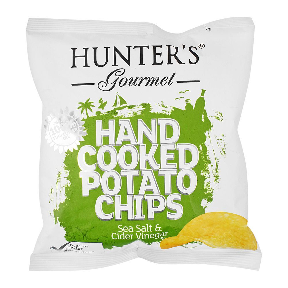 Hunter's Gourmet Sea Salt & Cider Vinegar Hand Cooked Potato Chips, 40g - Main Image