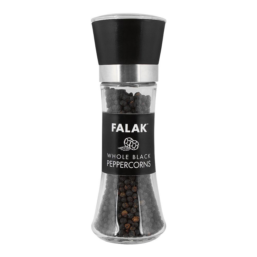 Falak Whole Black Pepper Corns, 85g, Grinder Bottle - Main Image