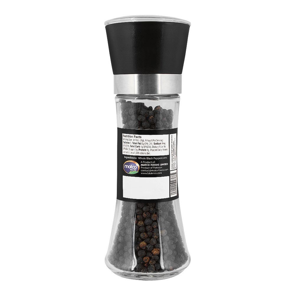 Falak Whole Black Pepper Corns, 85g, Grinder Bottle - Image 2