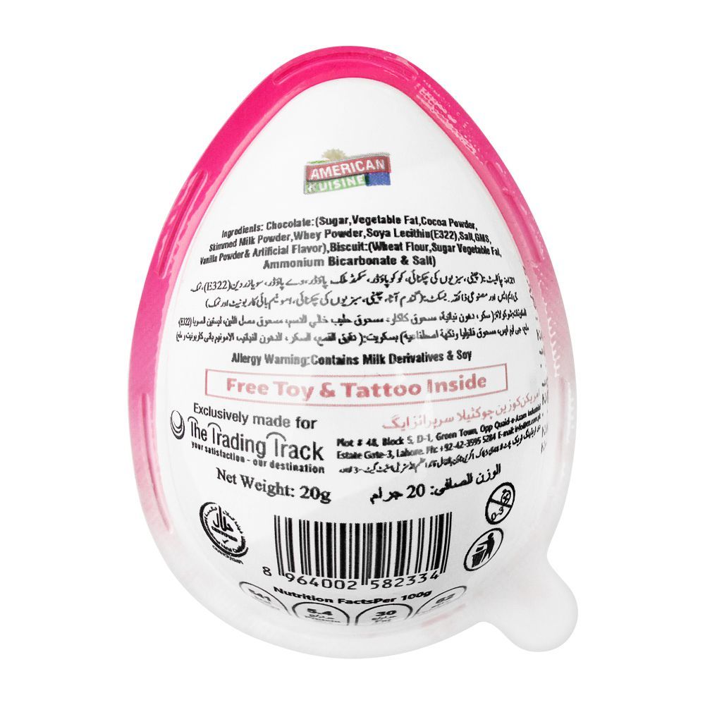 American Kuisine Choctella Surprise Egg Pink, 20g - Image 2