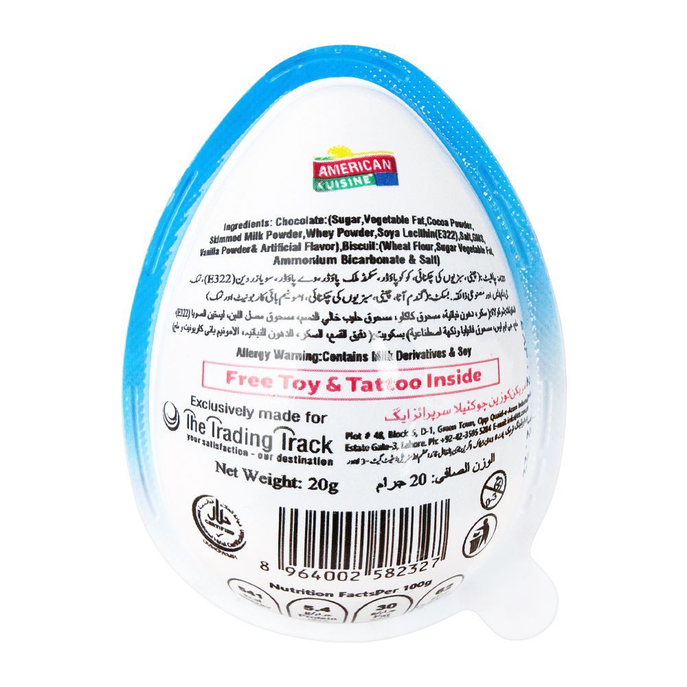 American Kuisine Choctella Surprise Egg Blue, 20g - Image 2