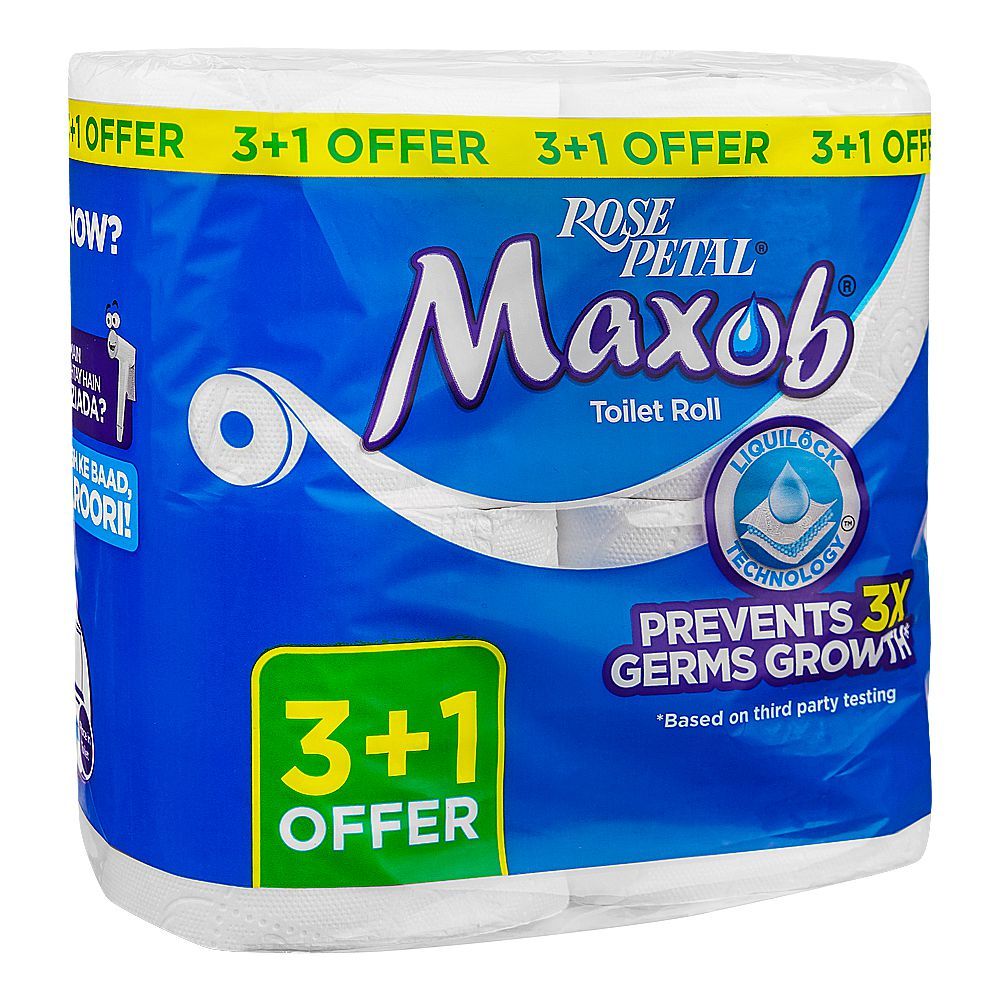 Rose Petal Maxob Toilet Roll Tissue, 3+1 Offer Pack - Main Image