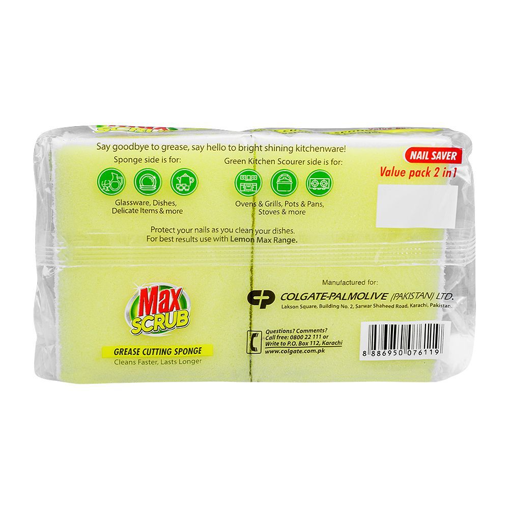 Max Scrub With Multi 2-In-1 Sponge, 2-Pack - Image 2