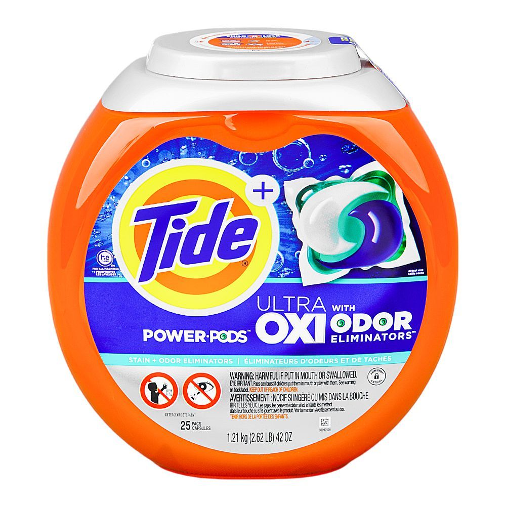 Tide Ultra Oxi Laundry Detergent Powder Pods With Odor Eliminators, 25-Pieces, 1.21Kg - Main Image