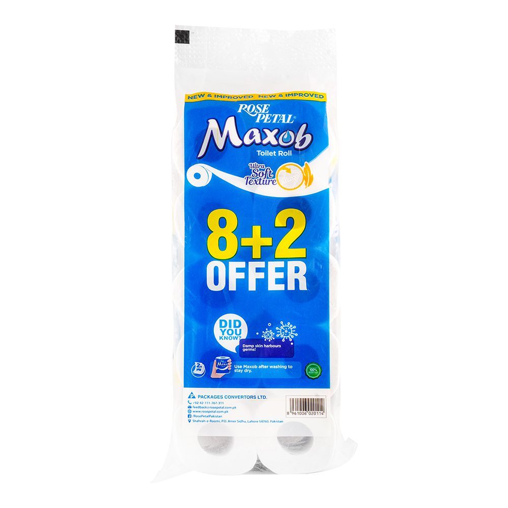 Rose Petal Maxob Toilet Roll, 10-Pack Saver Pack - Image 2