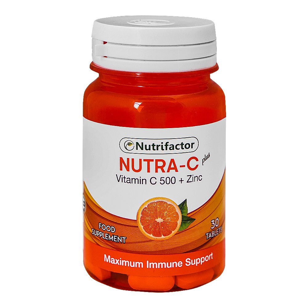 Nutrifactor Nutra-C 500 Plus Zinc Food Supplement Tablet, Maximum Immune Support, 30-Pack - Main Image