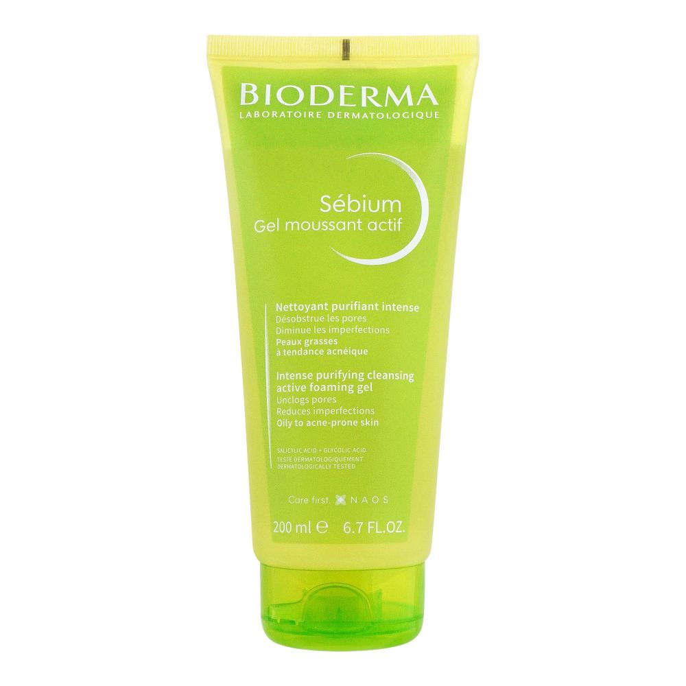 Bioderma Sebium Gel Moussant Actif Intense Purifying Cleansing Active Foaming Gel, Oily To Acne-Prone Skin, 200ml - Main Image