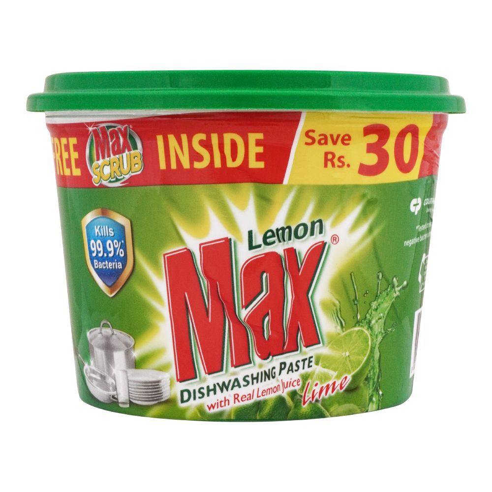 Max Lemon Dishwashing Paste Lime, Green, With Real Lemon Juice, Tough On Grease, Soft On Hands, With Glycerin, 750g - Image 2