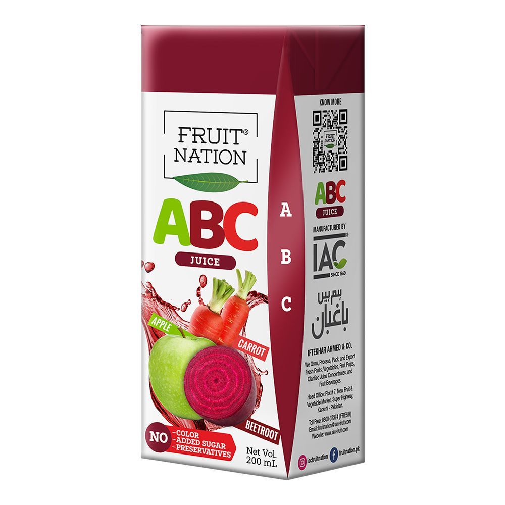 Fruit Nation ABC Juice, Apple/Beetroot/Carrot, 200ml - Main Image