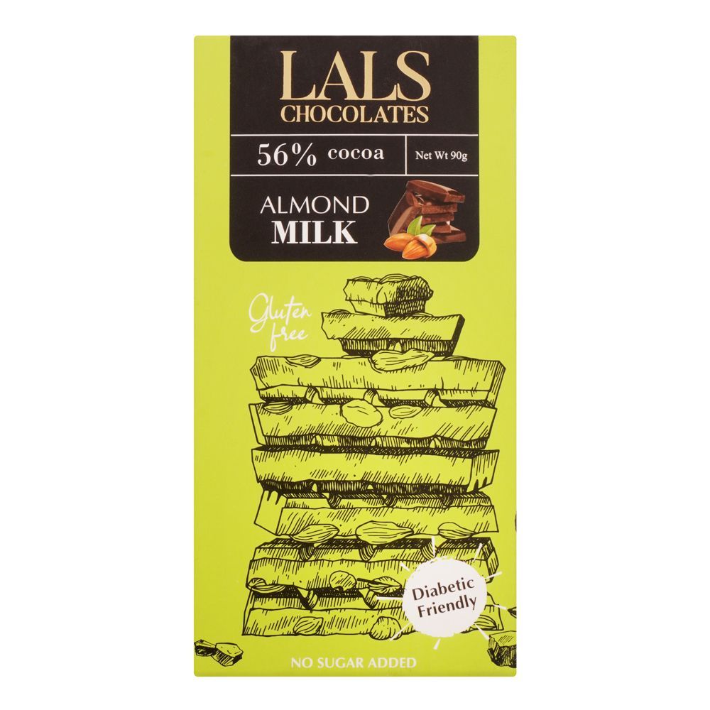 Lals Chocolate 56% Cocoa Almond Milk Gluten Free, 90g - Main Image