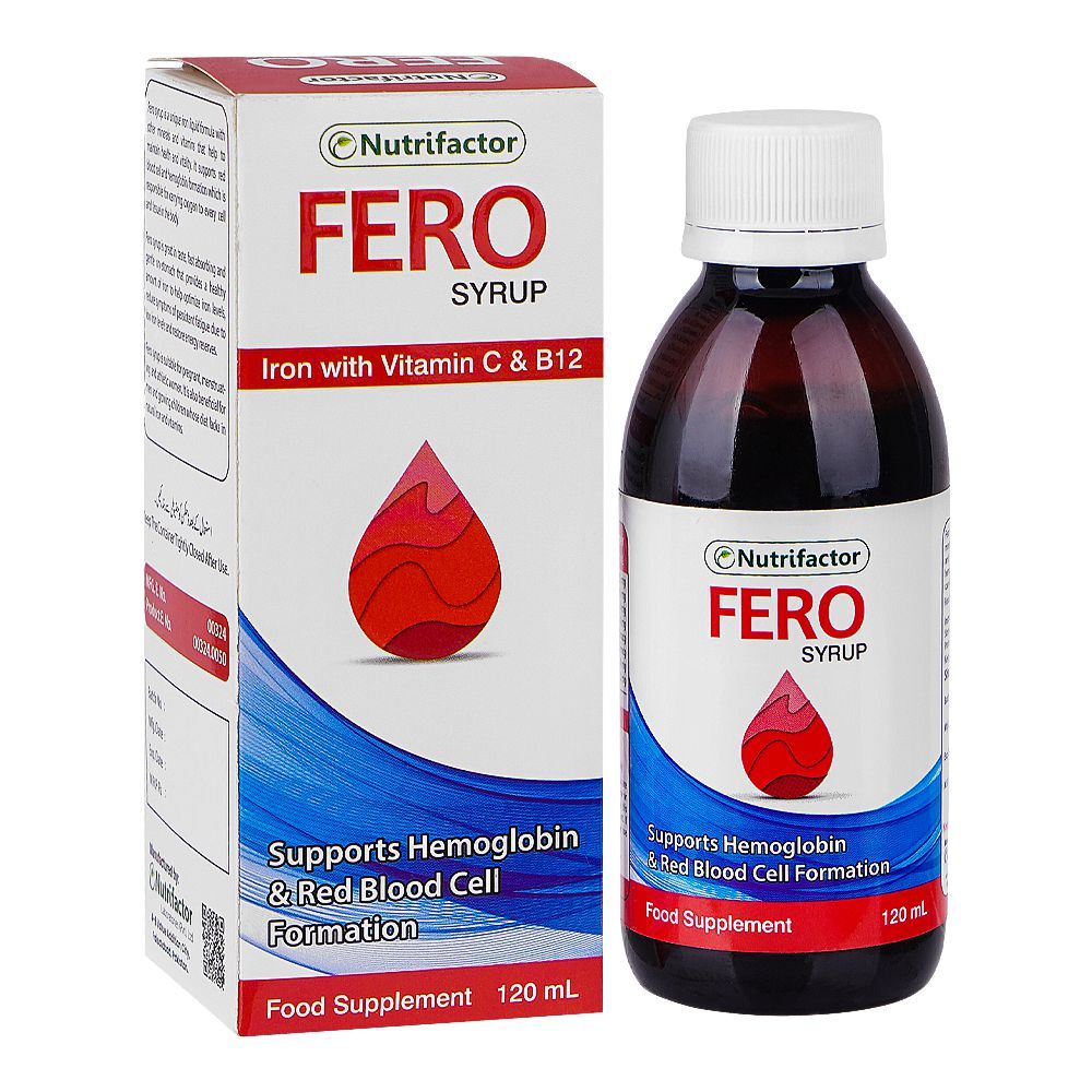 Nutrifactor Fero Syrup - Supports Hemoglobin & Red Blood Cell Formation, 120ml - Main Image