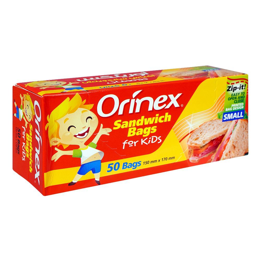 Orinex Sandwich Bags For Kids, 150x170 mm, 50-Pack - Main Image