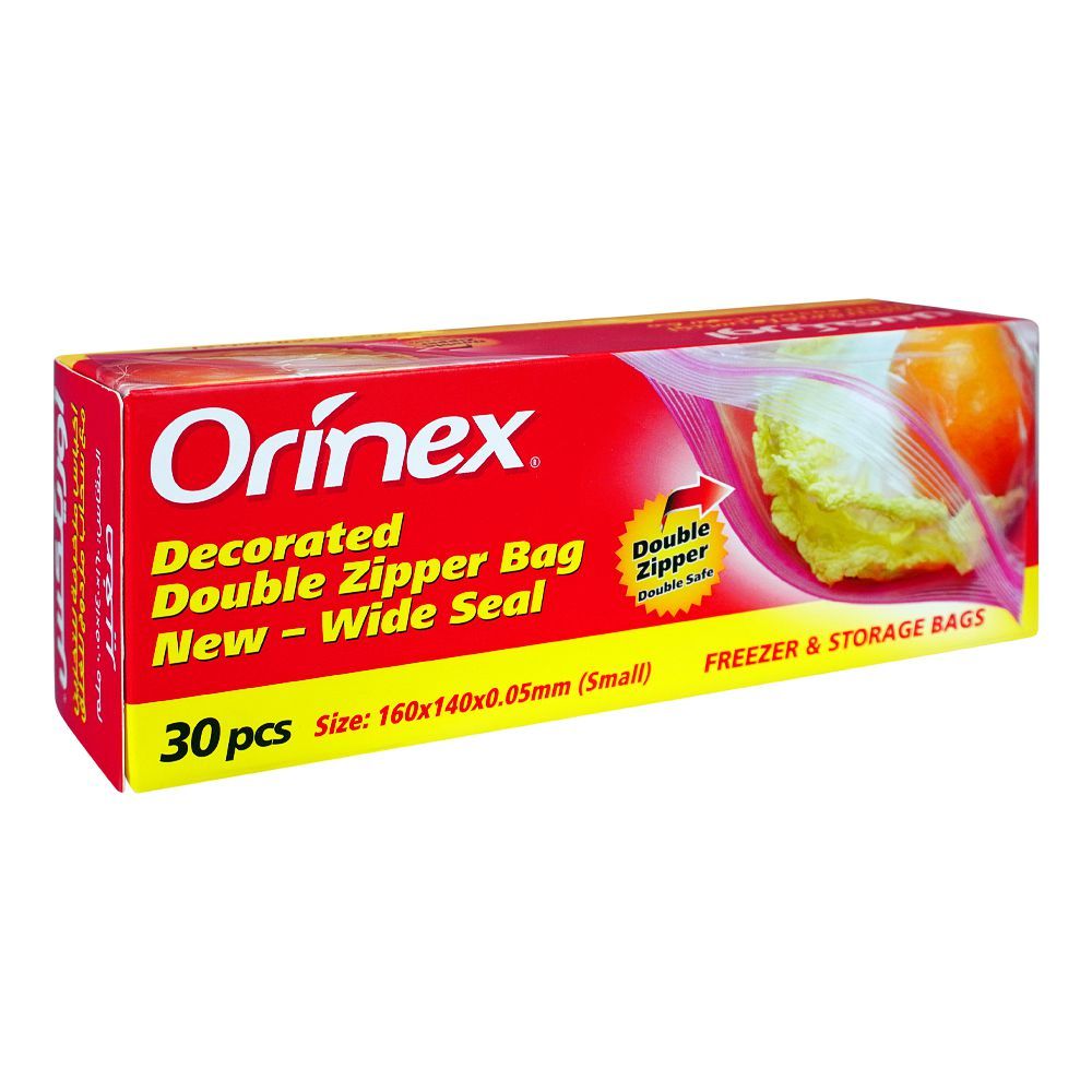 Orinex Decorated Double Zipper Storage Bags, Small, 160x140x1.05 mm, 30-Pack - Main Image