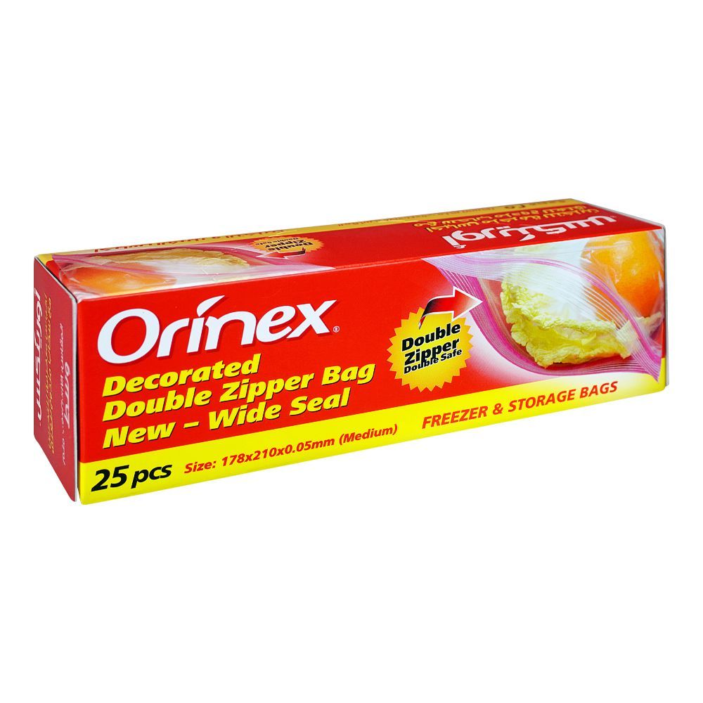 Orinex Decorated Double Zipper Storage Bags, Medium, 178x210x0.05 mm, 25-Pack - Main Image