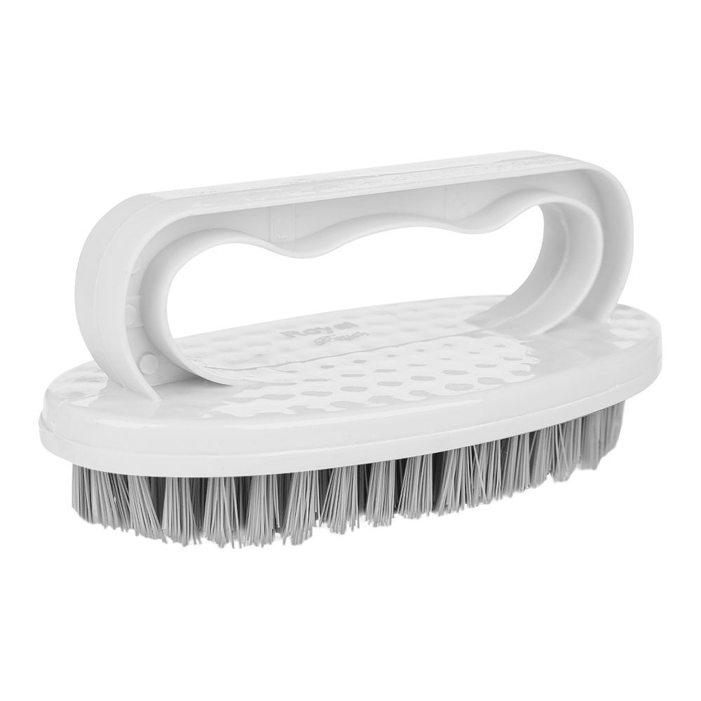 Multipurpose Plastic Washing Brush With Handle, Off White, Ideal For Clothes, Sinks - Main Image