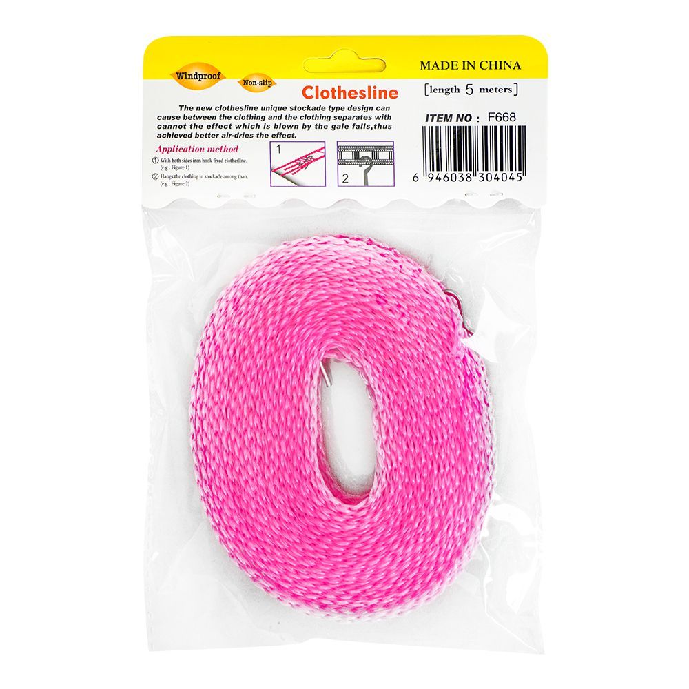 Cloth Drying Cord, 5 Meters, Pink - Image 3