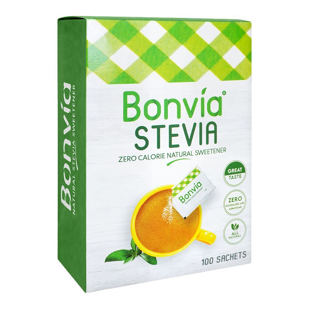 Bonvia Stevia Zero Calorie Natural Sweetener Sachet, 100-Pack - Main Image